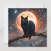 Save The Date Lune de chat noir d'Halloween effrayant, (Dos)