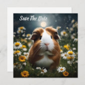 Save The Date Lune De Cochon Et Marguerites Brown Et Blanche, (Devant / Derrière)