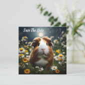 Save The Date Lune De Cochon Et Marguerites Brown Et Blanche, (Debout devant)