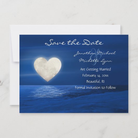 Save The Date Lune de coeur avec plage couverte de neige Mariage (Devant)