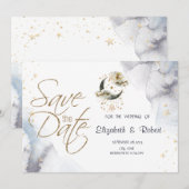 Save The Date Lune étoiles or céleste (Devant / Derrière)