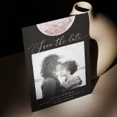 Save The Date Lune mystique | Élégant Mariage de photo noir cosm