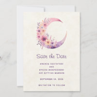 Lune rose Croissant avec Jolie Fleurs Mariage