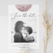 Save The Date Lune rose pâle mystique | Mariage de script élégan