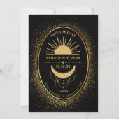 Save The Date Lune soleil mariage mystique or (Devant)