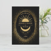 Save The Date Lune soleil mariage mystique or (Debout devant)