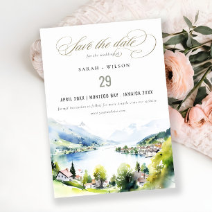 Save The Date Lungern Suisse paysage aquarelle mariage