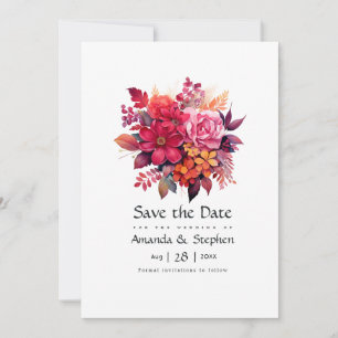 Save The Date Luscieux Mariage de fleurs rouges