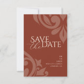 Save The Date Lush Sienna Classic Damask Élégant Mariage photo (Devant)