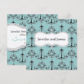 Save The Date Lustre En Crème Bleue Enregistrer La Date (Devant / Derrière)