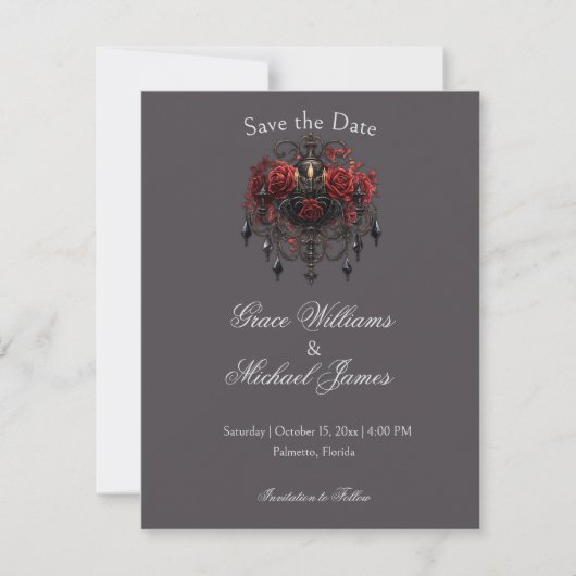 Save The Date Lustre gothique noir complexe avec Rose (Devant)