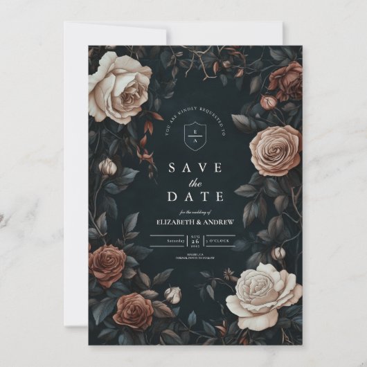 Save The Date Luxe Art Nouveau Floral Mariage (Devant)