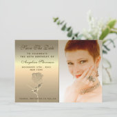 Save The Date Luxe Elégant Floral Rose or Flower Anniversaire (Debout devant)