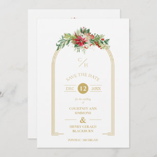 Save The Date Luxe Fancy Initials Arch Floral Photo de Noël