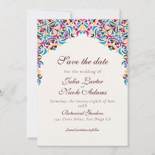 Save The Date Luxe Fantaisiste Mariage Floral Bordure Style Ivoi
