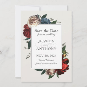 Save The Date Luxe Floral Économisez la date avec votre photo