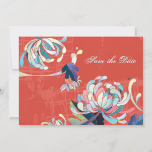 Save The Date Luxe Floral Red Wedding Enregistrer la date