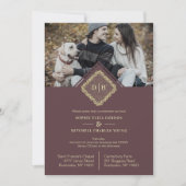 Save The Date Luxe Initiales Mariages Effet dentelle ornementale (Devant)