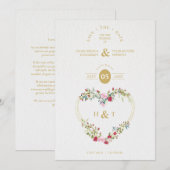 Save The Date Luxe Romantique Floral rose Rouge nuances Coeur (Devant / Derrière)