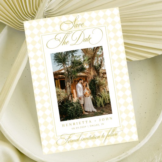 Save The Date Luxe Script Citron Raffiné Mariage d'Été