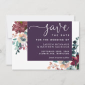 Save The Date Luxueuse aubergine violet florale Enregistrer la d (Devant)