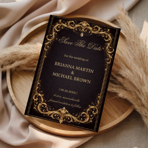 Save The Date Luxueux scintillement doré orné