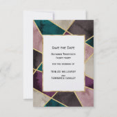 Save The Date Luxurious Gold Geometric Green Purple Wedding (Devant)