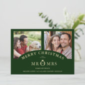 Save The Date Luxurious Trendy Dark Green Christmas 2 Photos (Debout devant)