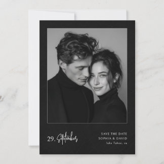 Save The Date Luxury Black and White Photo Minimalist Wedding