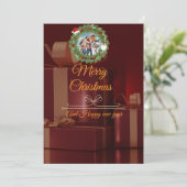 Save The Date LUXURY Black & Gold Photo Christmas Card (Debout devant)