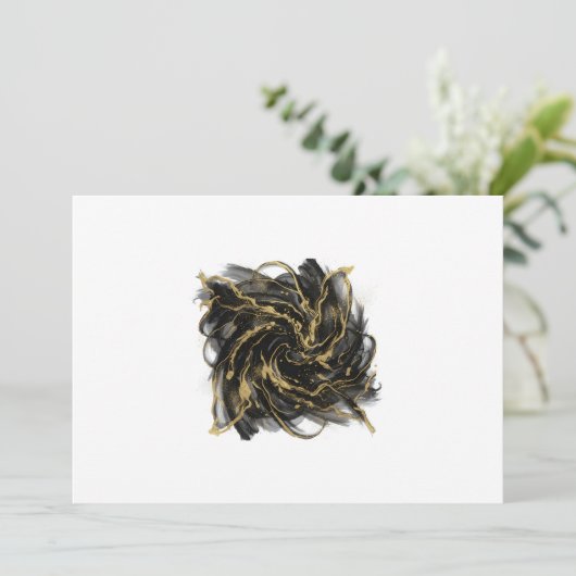Save The Date Luxury Gold and Black Abstract Marble Ink Flow (Debout devant)