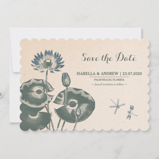 Save The Date Lys d'eau et libellules Enregistrer la date (Devant)