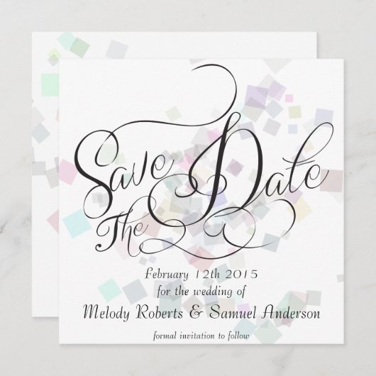 Save The Date M. et Mme. | Pastel Colours Confetti (Devant / Derrière)