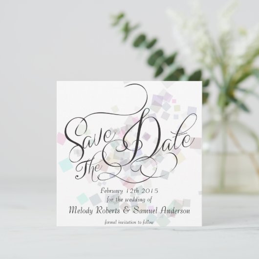 Save The Date M. et Mme. | Pastel Colours Confetti (Debout devant)