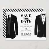 Save The Date M. & M. Mariage Moderne Tux Noir - Économisez la D (Devant / Derrière)