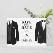 Save The Date M. & M. Mariage Moderne Tux Noir - Sauvegarder la  (Debout devant)