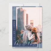 Save The Date M. & Mme Navy Blue White Script Photo (Devant)