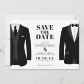 Save The Date M. & Mr. Modern Black Mariage Tux - Enregistrer la (Devant)