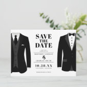 Save The Date M. & Mr. Modern Black Mariage Tux - Enregistrer la (Debout devant)