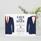 Save The Date M. & Mr. Modern Mariage Navy Tux - Enregistrer la  (Debout devant)