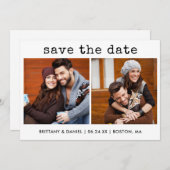 Save The Date Machine à écrire moderne à la mode Texte 2 Photos (Devant / Derrière)