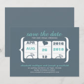 Save The Date Machine à sous grise sarcelle Enregistrer la date (Devant / Derrière)