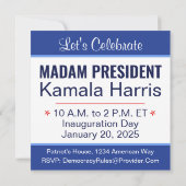 Save The Date Madame la Présidente Kamala Harris Inauguration (Dos)