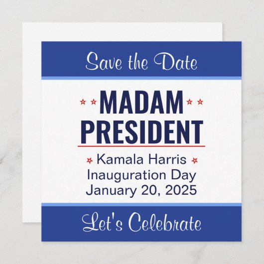 Save The Date Madame la Présidente Kamala Harris Inauguration (Devant / Derrière)