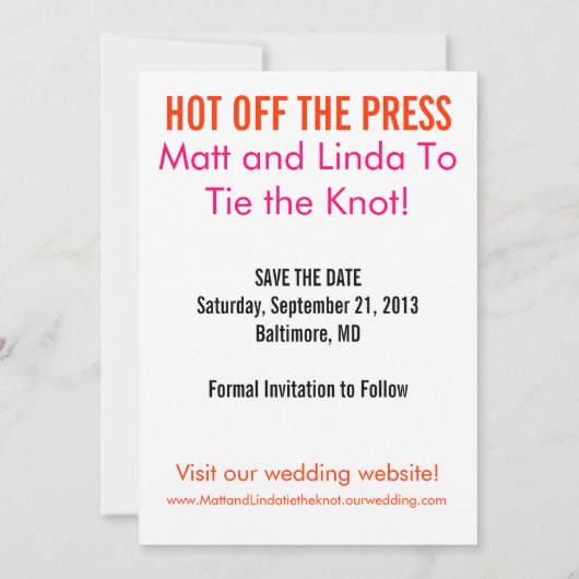 Save The Date Magazine Edition Enregistrer la date (Dos)