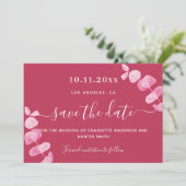 Save The Date Magenta eucalyptus mariage enregistrer la date (Debout devant)