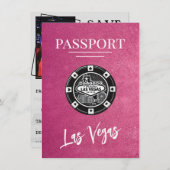 Save The Date Magenta Las Vegas Passport Enregistrer La Date (Devant / Derrière)