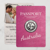Save The Date Magenta Pink Australie Passeport Enregistrer La Da (Devant / Derrière)