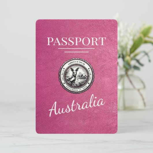 Save The Date Magenta Pink Australie Passeport Enregistrer La Da (Debout devant)