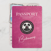 Save The Date Magenta Pink Bahamas Passport Enregistrer La Date (Devant / Derrière)